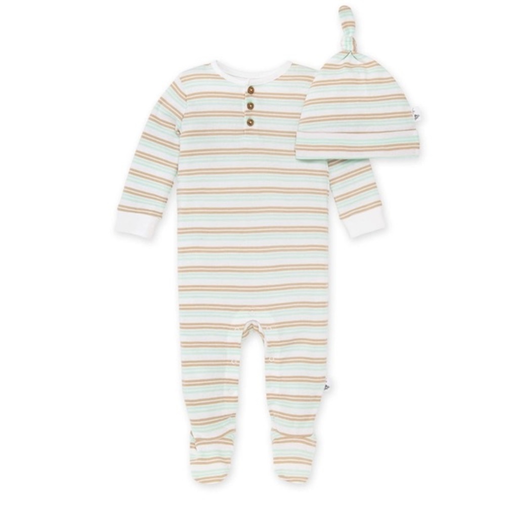 NWT Burt’s Bees Jumpsuit & Hat 0-3mo